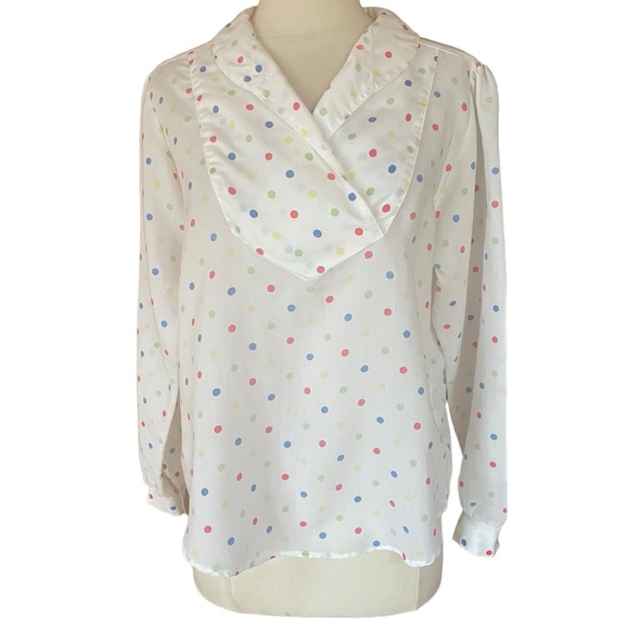 Vintage Tops - 1970s eccobay Polka Dot Blouse